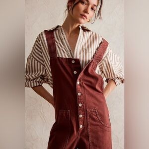 Free People Field of Flowers red/brown overalls, small